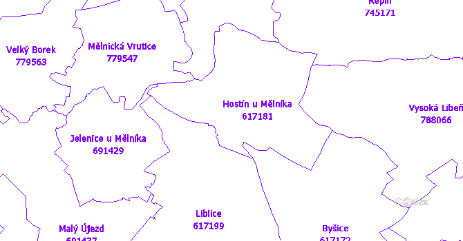 Katastrální mapa Hostín
