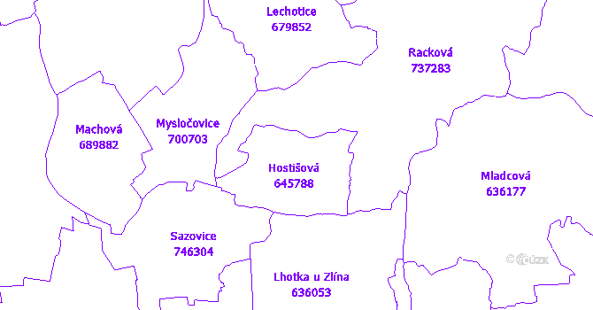 Katastrální mapa Hostišová