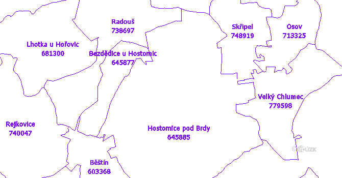 Katastrální mapa Hostomice