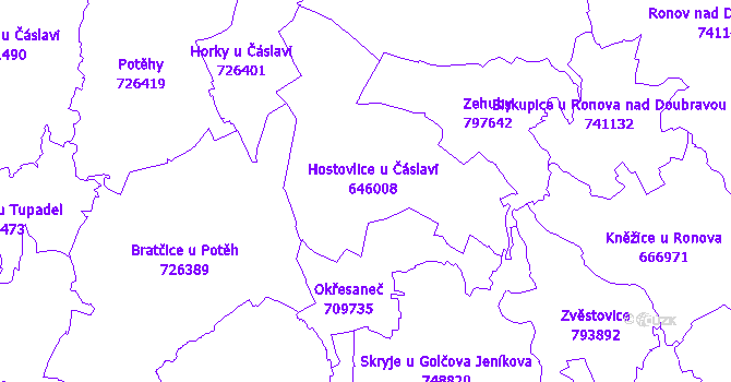 Katastrální mapa Hostovlice
