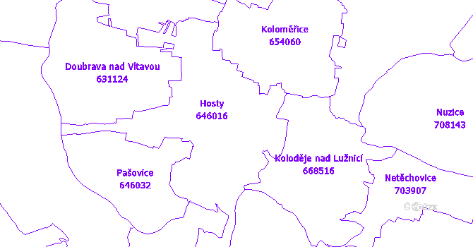 Katastrální mapa Hosty
