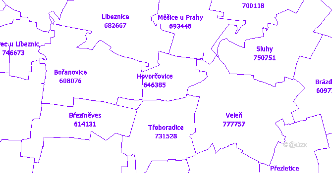 Katastrální mapa Hovorčovice