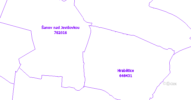 Katastrální mapa Hrabětice