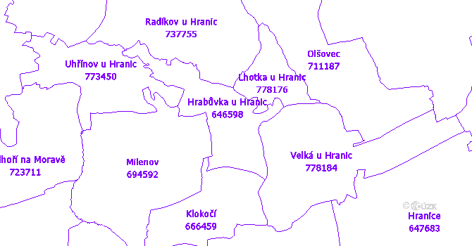 Katastrální mapa Hrabůvka
