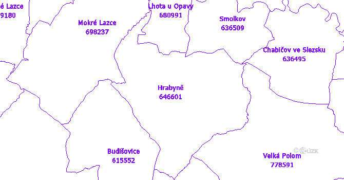 Katastrální mapa Hrabyně