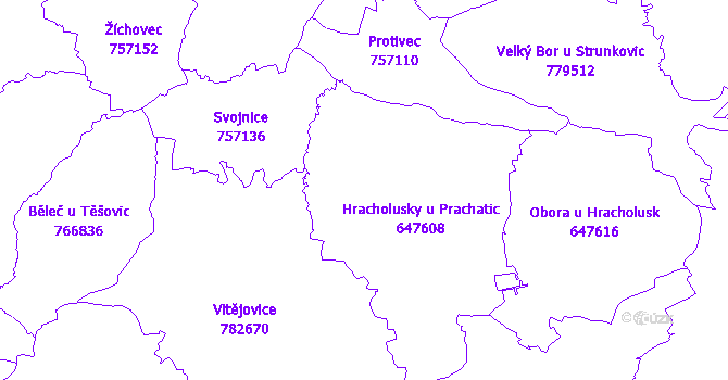 Katastrální mapa Hracholusky