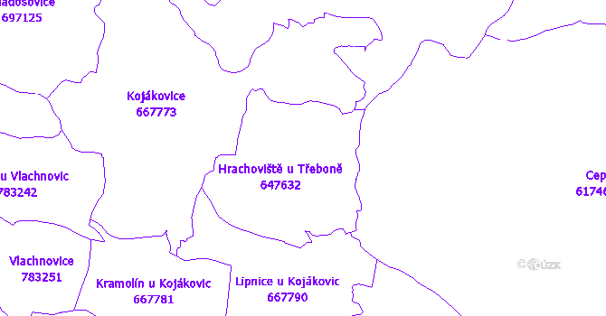 Katastrální mapa Hrachoviště