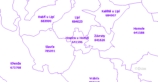 Katastrální mapa Hradce