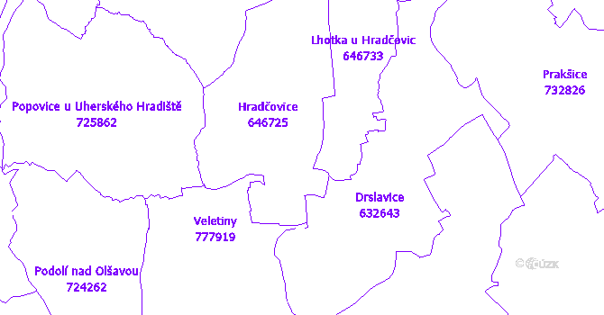 Katastrální mapa Hradčovice
