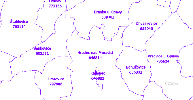Katastrální mapa Hradec nad Moravicí
