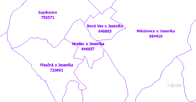 Katastrální mapa Hradec-Nová Ves