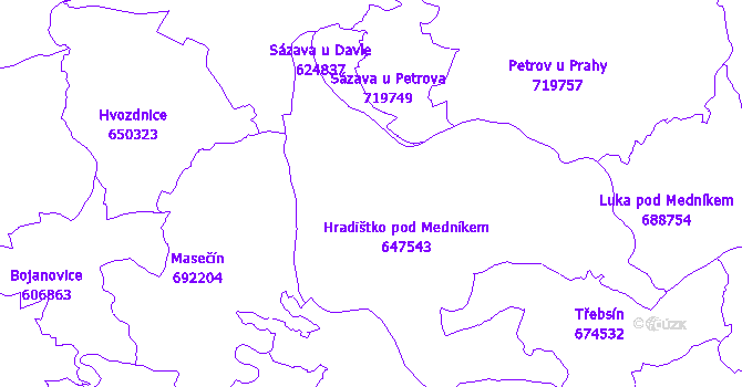 Katastrální mapa Hradištko