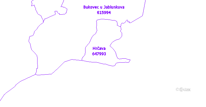 Katastrální mapa Hrčava