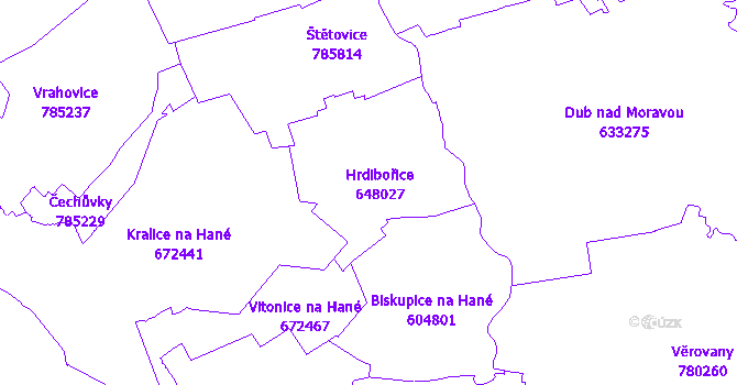 Katastrální mapa Hrdibořice