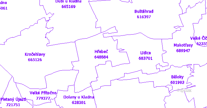 Katastrální mapa Hřebeč