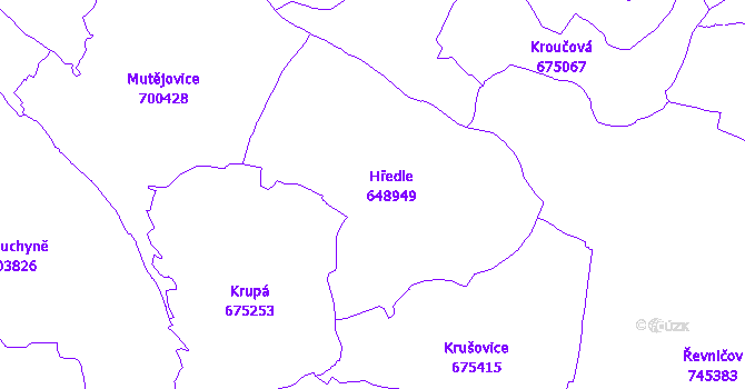 Katastrální mapa Hředle