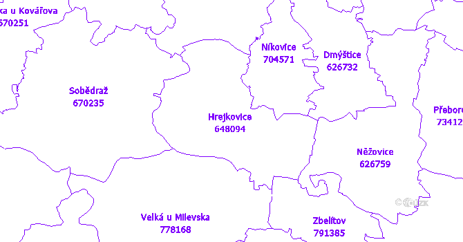 Katastrální mapa Hrejkovice