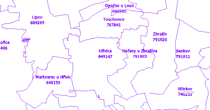 Katastrální mapa Hřivice