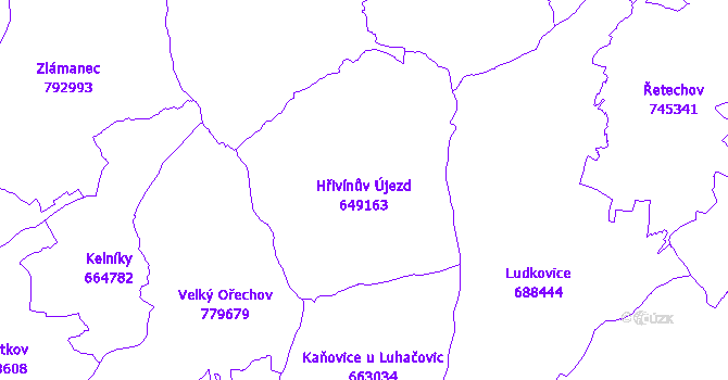 Katastrální mapa Hřivínův Újezd
