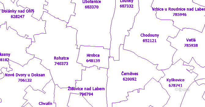 Katastrální mapa Hrobce