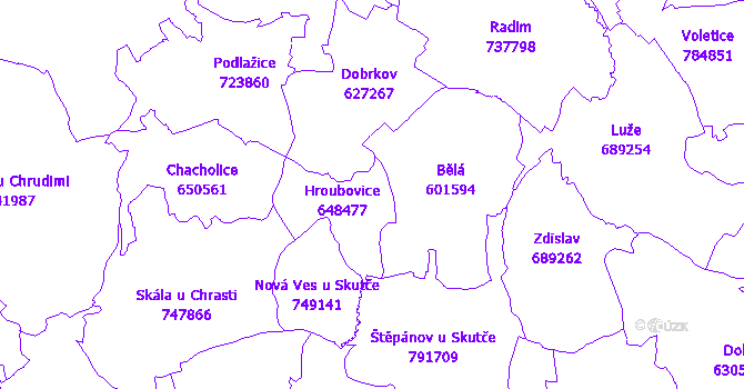 Katastrální mapa Hroubovice