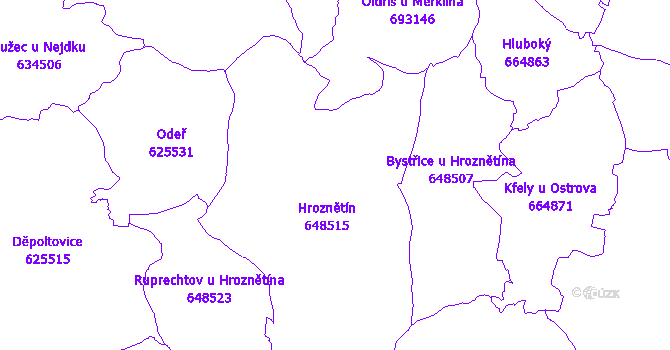 Katastrální mapa Hroznětín