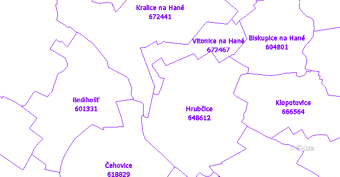 Katastrální mapa Hrubčice