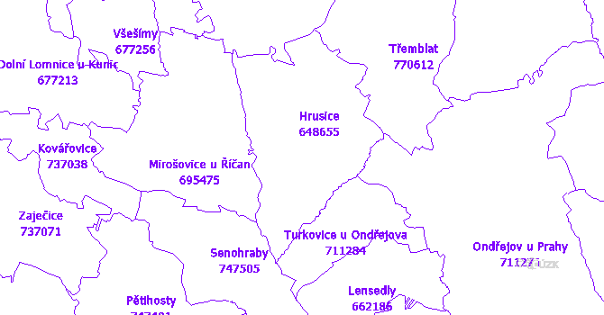 Katastrální mapa Hrusice