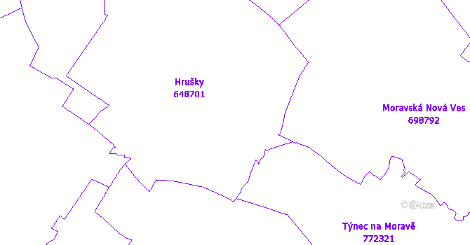 Katastrální mapa Hrušky