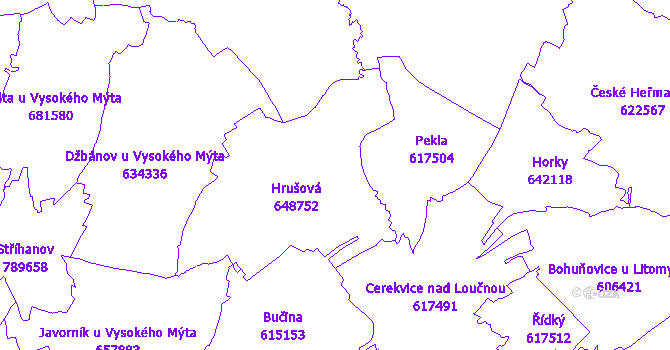 Katastrální mapa Hrušová