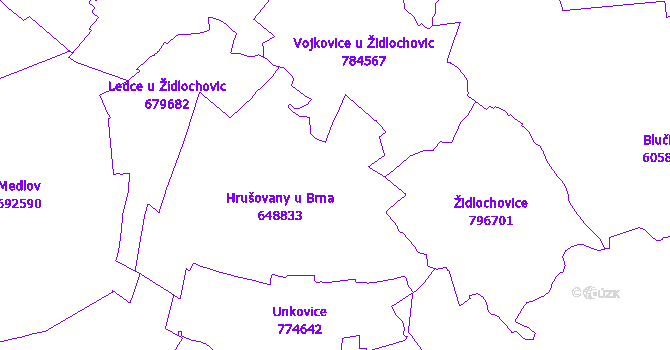Katastrální mapa Hrušovany u Brna