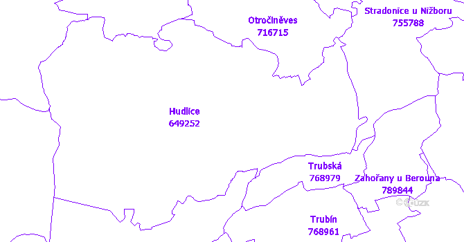 Katastrální mapa Hudlice