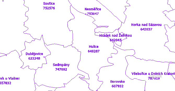 Katastrální mapa Hulice