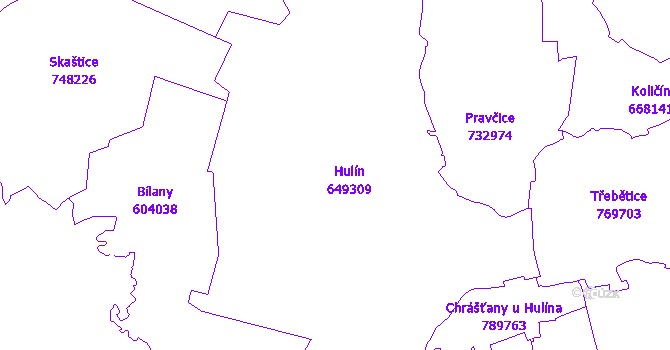 Katastrální mapa Hulín