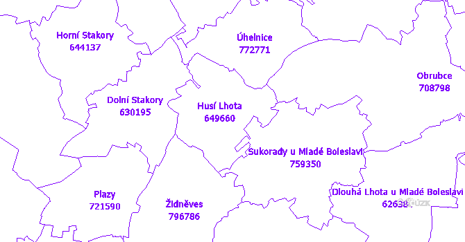 Katastrální mapa Husí Lhota