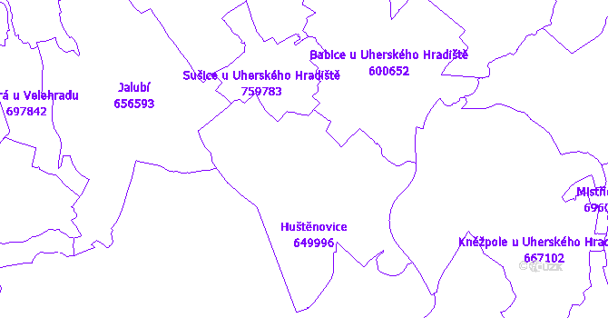 Katastrální mapa Huštěnovice