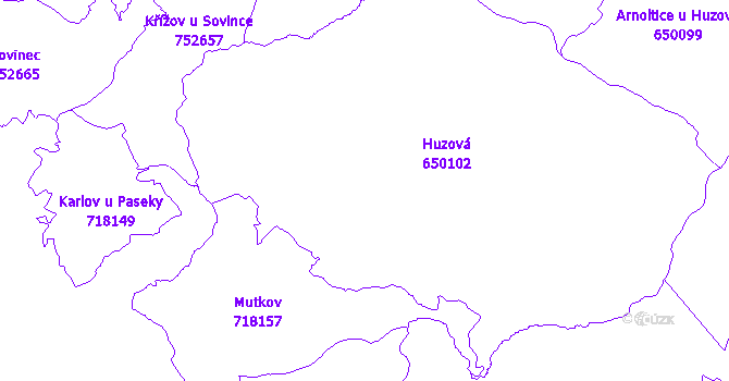 Katastrální mapa Huzová