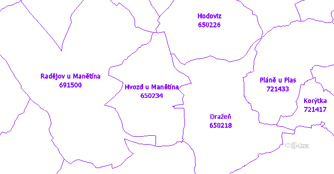 Katastrální mapa Hvozd