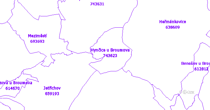 Katastrální mapa Hynčice