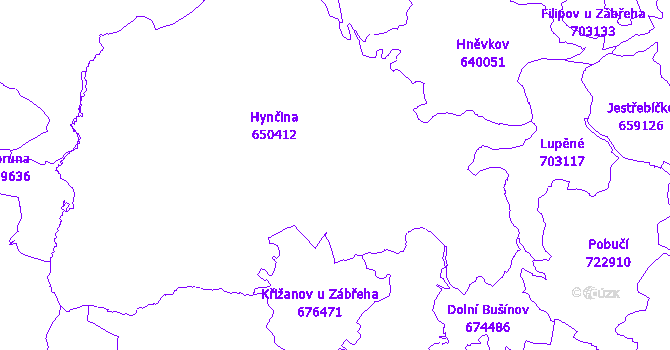 Katastrální mapa Hynčina
