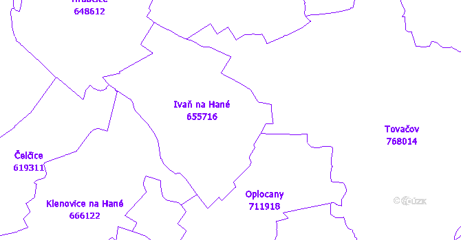 Katastrální mapa Ivaň
