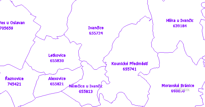 Katastrální mapa Ivančice