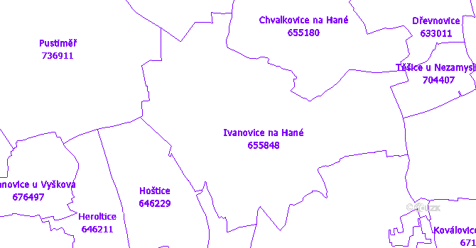 Katastrální mapa Ivanovice na Hané