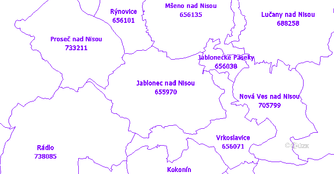 Katastrální mapa Jablonec nad Nisou