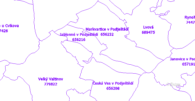 Katastrální mapa Jablonné v Podještědí