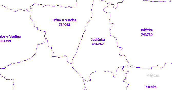 Katastrální mapa Jablůnka