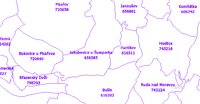 Katastrální mapa Jakubovice