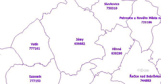 Katastrální mapa Jámy