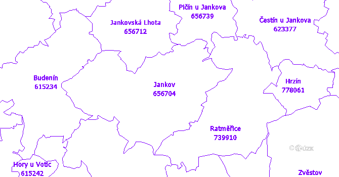 Katastrální mapa Jankov