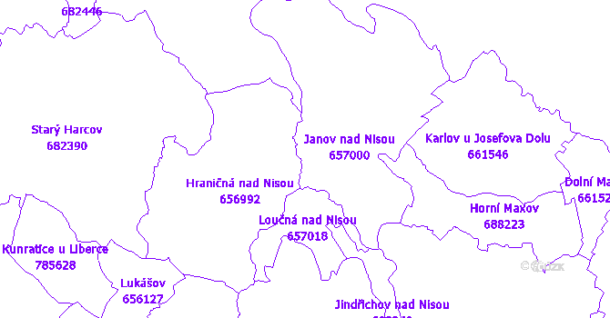Katastrální mapa Janov nad Nisou